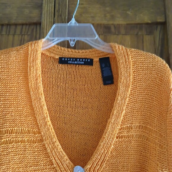 CRAZY HORSE COLLECTION orange L/S knit cardigan sz L woman's - Picture 2 of 2